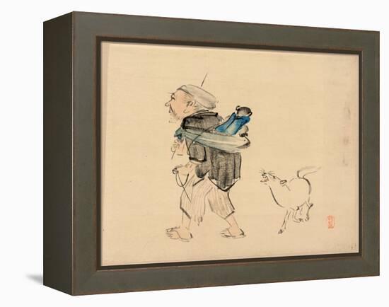 Saruhiki to Inu-Shibata Zeshin-Framed Premier Image Canvas