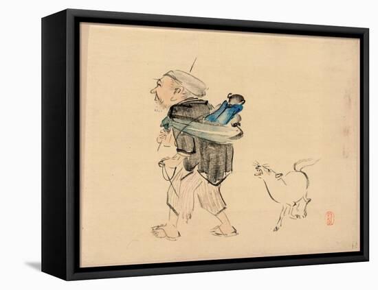 Saruhiki to Inu-Shibata Zeshin-Framed Premier Image Canvas