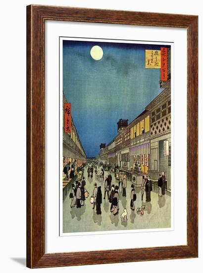 Saruwaka Cho, Yoru Shibai, 1856-Ando Hiroshige-Framed Premium Giclee Print