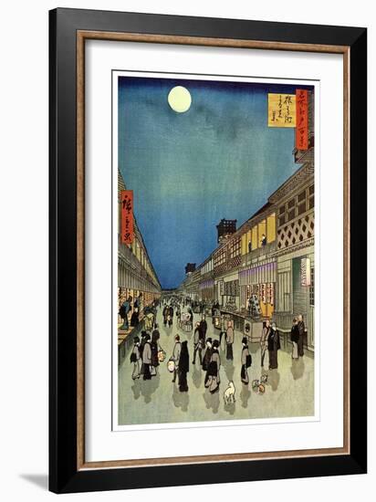 Saruwaka Cho, Yoru Shibai, 1856-Ando Hiroshige-Framed Premium Giclee Print