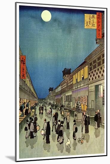 Saruwaka Cho, Yoru Shibai, 1856-Ando Hiroshige-Mounted Premium Giclee Print