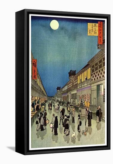 Saruwaka Cho, Yoru Shibai, 1856-Ando Hiroshige-Framed Premier Image Canvas
