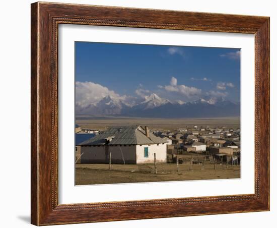 Sary Tash with Mountains in the Background, Kyrgyzstan, Central Asia-Michael Runkel-Framed Photographic Print