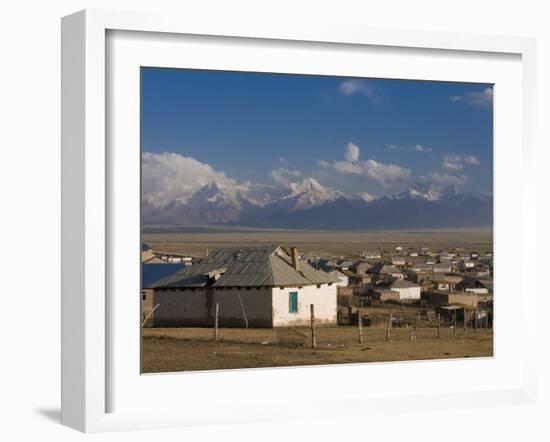 Sary Tash with Mountains in the Background, Kyrgyzstan, Central Asia-Michael Runkel-Framed Photographic Print