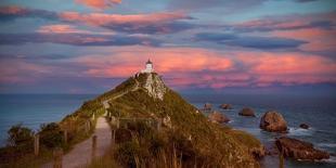 Landscape View with Sunset Scene of the Catlins, Nugget Point Lighthouse, South Island, New Zealand-Sasithorn Phuapankasemsuk-Photographic Print