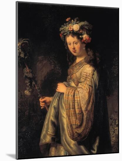 Saskia as Flora, 1634-Rembrandt van Rijn-Mounted Giclee Print