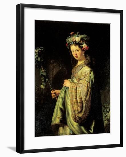 Saskia as Flora-Rembrandt van Rijn-Framed Art Print