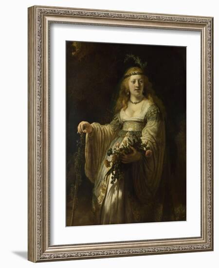 Saskia Van Uylenburgh in Arcadian Costume, 1635-Rembrandt van Rijn-Framed Giclee Print