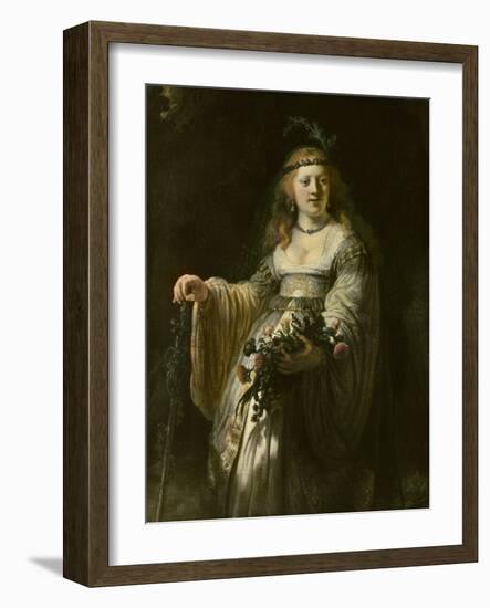 Saskia van Uylenburgh in Arcadian Costume, 1635-Rembrandt van Rijn-Framed Giclee Print