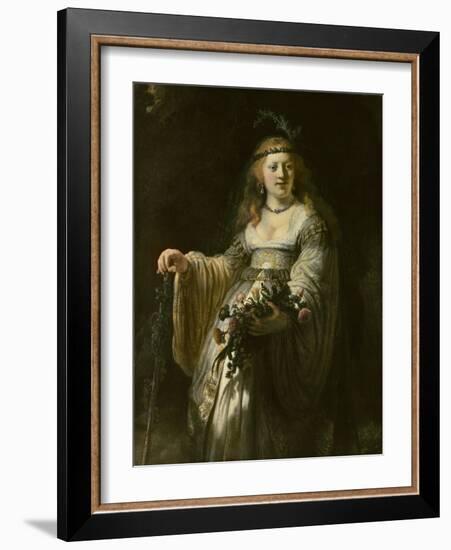 Saskia van Uylenburgh in Arcadian Costume, 1635-Rembrandt van Rijn-Framed Giclee Print