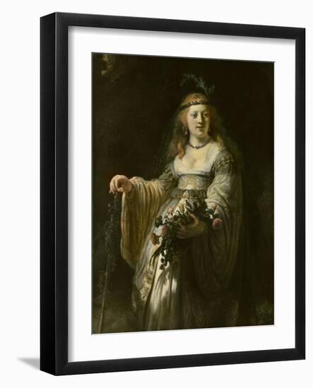 Saskia van Uylenburgh in Arcadian Costume, 1635-Rembrandt van Rijn-Framed Giclee Print