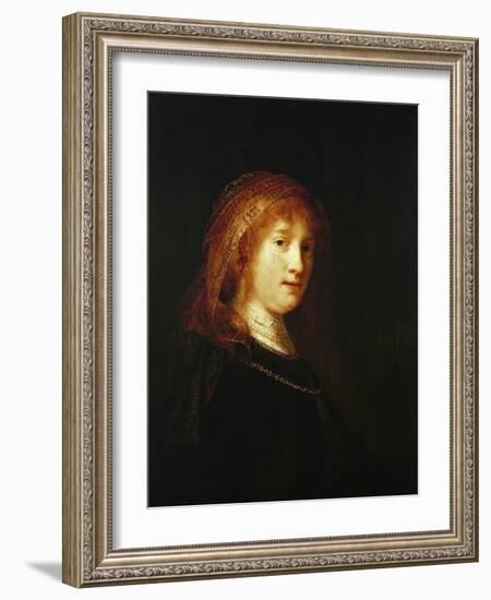 Saskia Van Uylenburgh, the Wife of the Artist, C. 1634-1640-Rembrandt van Rijn-Framed Giclee Print