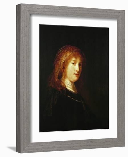 Saskia Van Uylenburgh, the Wife of the Artist, C. 1634-1640-Rembrandt van Rijn-Framed Giclee Print