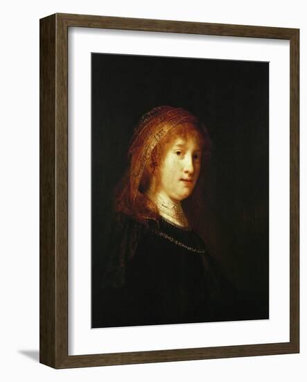 Saskia Van Uylenburgh, the Wife of the Artist, C. 1634-1640-Rembrandt van Rijn-Framed Giclee Print