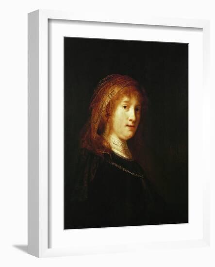Saskia Van Uylenburgh, the Wife of the Artist, C. 1634-1640-Rembrandt van Rijn-Framed Giclee Print
