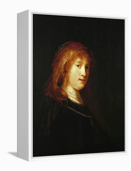 Saskia Van Uylenburgh, the Wife of the Artist, C. 1634-1640-Rembrandt van Rijn-Framed Premier Image Canvas