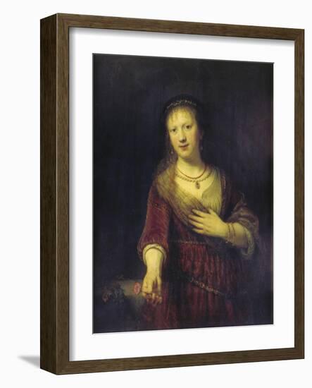 Saskia with a Red Flower, 1641-Rembrandt van Rijn-Framed Giclee Print