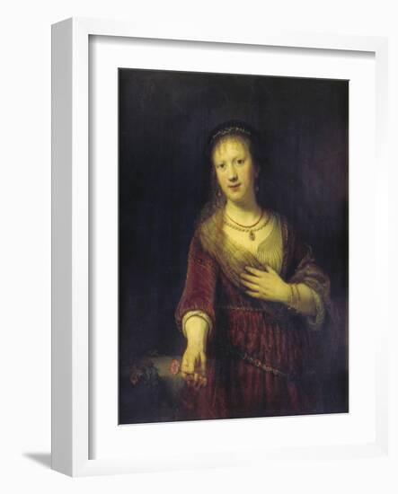 Saskia with a Red Flower, 1641-Rembrandt van Rijn-Framed Giclee Print