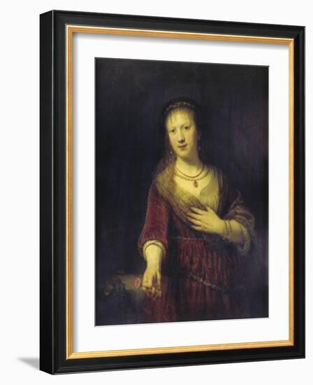 Saskia with a Red Flower, 1641-Rembrandt van Rijn-Framed Giclee Print