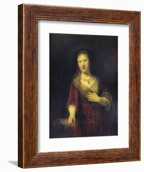 Saskia with a Red Flower, 1641-Rembrandt van Rijn-Framed Giclee Print