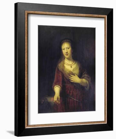 Saskia with a Red Flower, 1641-Rembrandt van Rijn-Framed Giclee Print