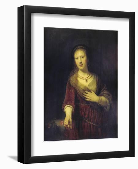 Saskia with a Red Flower, 1641-Rembrandt van Rijn-Framed Giclee Print