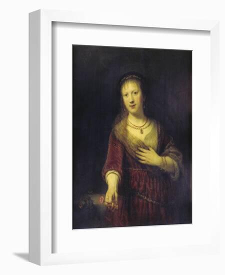 Saskia with a Red Flower, 1641-Rembrandt van Rijn-Framed Giclee Print