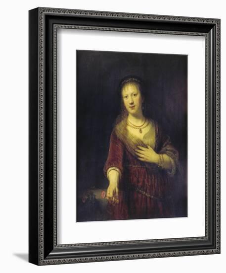 Saskia with a Red Flower, 1641-Rembrandt van Rijn-Framed Giclee Print