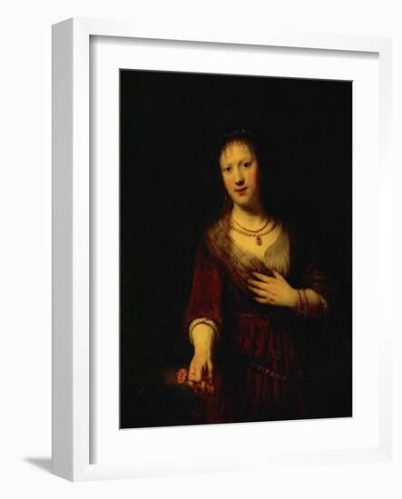 Saskia with a Red Flower-Rembrandt van Rijn-Framed Giclee Print