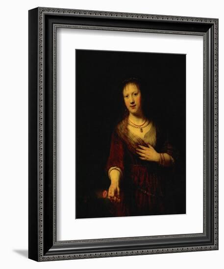 Saskia with a Red Flower-Rembrandt van Rijn-Framed Giclee Print