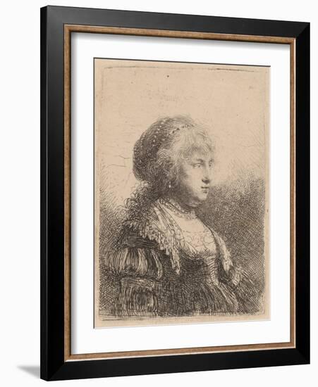 Saskia with Pearls in Her Hair, 1634-Rembrandt van Rijn-Framed Giclee Print