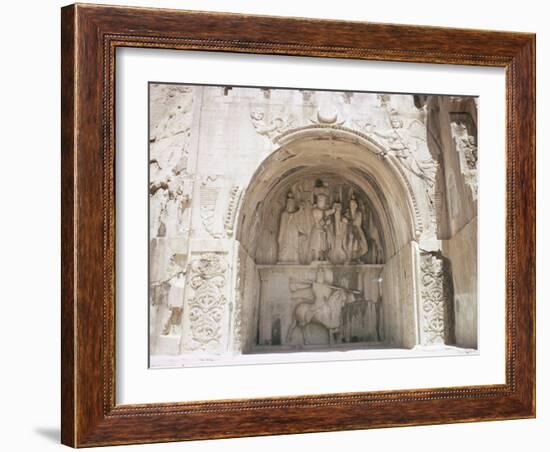 Sassanid Carvings Showing Khasrow II, Dating from the 4th Century AD, Tagh-E-Bostan, Iran-Peter Higgins-Framed Photographic Print