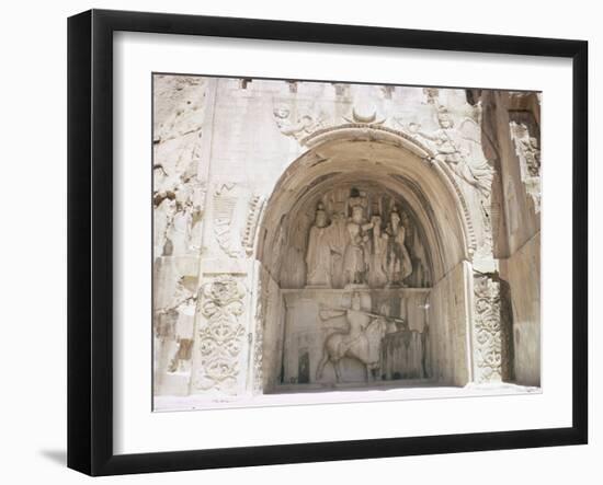 Sassanid Carvings Showing Khasrow II, Dating from the 4th Century AD, Tagh-E-Bostan, Iran-Peter Higgins-Framed Photographic Print