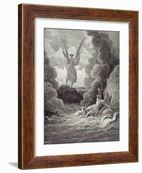 Satan and Beelzebub, from the First Book of 'Paradise Lost' by John Milton (1608-74) Engraved by…-Gustave Doré-Framed Giclee Print