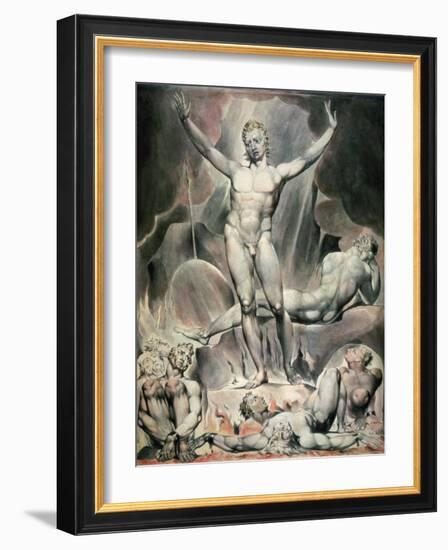 Satan Arousing the Rebel Angels, 1808-William Blake-Framed Giclee Print