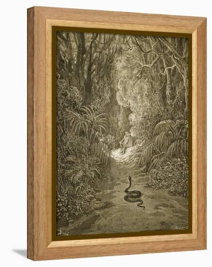 Satan As a Serpent Enters Paradise-Gustave Doré-Framed Premier Image Canvas