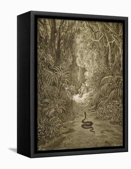 Satan As a Serpent Enters Paradise-Gustave Doré-Framed Premier Image Canvas