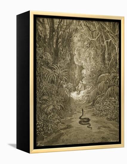 Satan As a Serpent Enters Paradise-Gustave Doré-Framed Premier Image Canvas