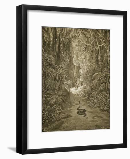 Satan As a Serpent Enters Paradise-Gustave Doré-Framed Giclee Print