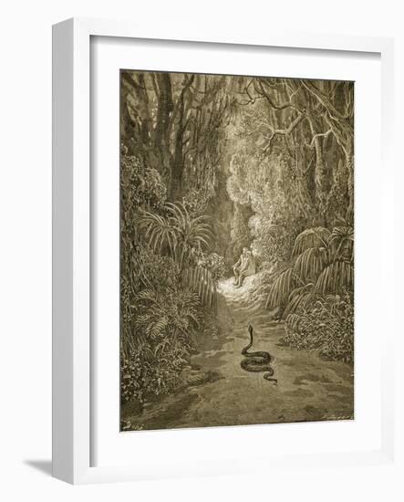 Satan As a Serpent Enters Paradise-Gustave Doré-Framed Giclee Print