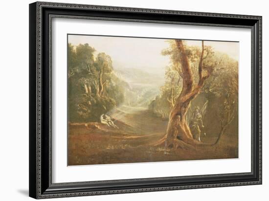 Satan Contemplating Adam and Eve in Paradise, from "Paradise Lost," by John Milton-John Martin-Framed Giclee Print