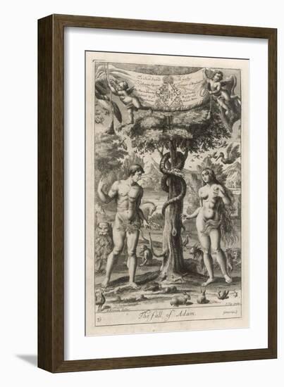 Satan Disguised as a Serpent Suggests to Eve That She and Adam Should Eat the Forbidden Fruit-J. Kip-Framed Art Print