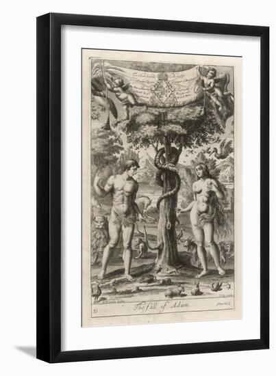 Satan Disguised as a Serpent Suggests to Eve That She and Adam Should Eat the Forbidden Fruit-J. Kip-Framed Art Print