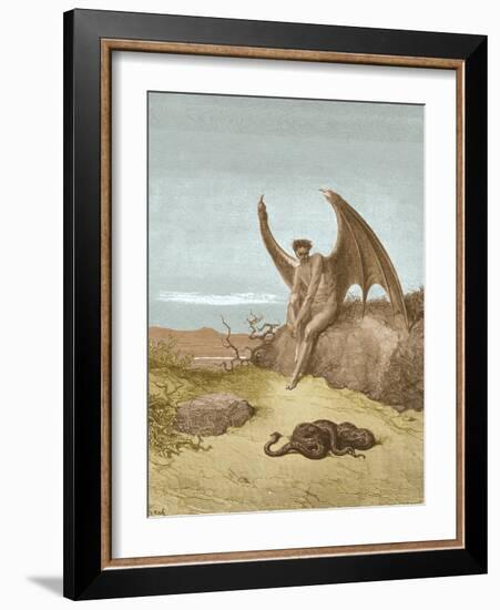 Satan Finding Serpent, by Dore-Science Source-Framed Giclee Print