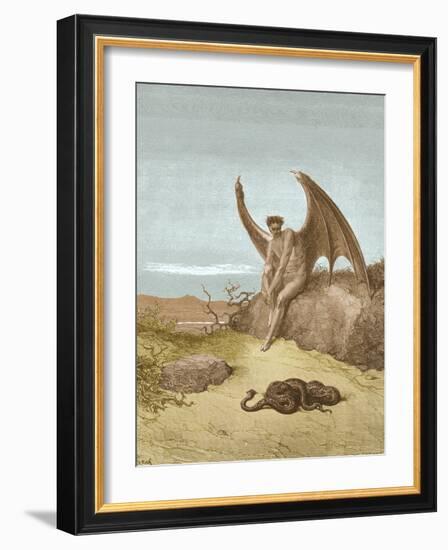 Satan Finding Serpent, by Dore-Science Source-Framed Giclee Print