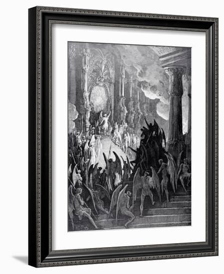 Satan in Council, from Book I of 'Paradise Lost' by John Milton (1608-74) Engraved by Stephane…-Gustave Dor?-Framed Giclee Print