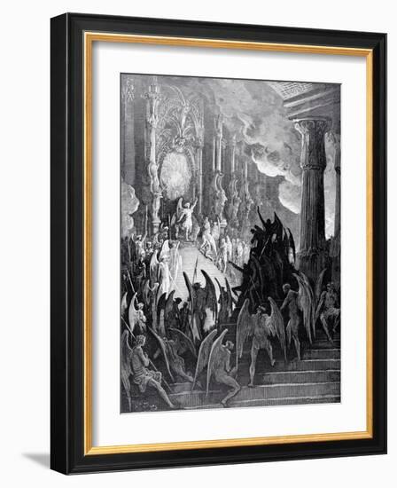 Satan in Council, from Book I of 'Paradise Lost' by John Milton (1608-74) Engraved by Stephane…-Gustave Dor?-Framed Giclee Print