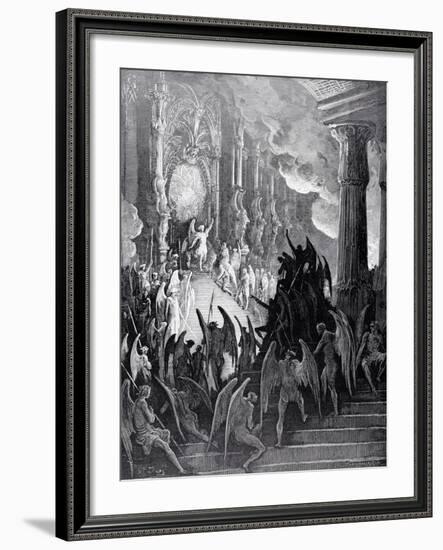 Satan in Council, from Book I of 'Paradise Lost' by John Milton (1608-74) Engraved by Stephane…-Gustave Dor?-Framed Giclee Print