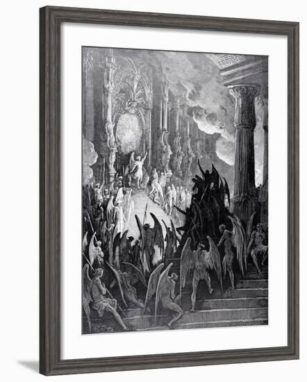 Satan in Council, from Book I of 'Paradise Lost' by John Milton (1608-74) Engraved by Stephane…-Gustave Dor?-Framed Giclee Print