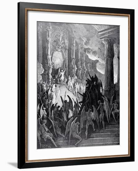 Satan in Council, from Book I of 'Paradise Lost' by John Milton (1608-74) Engraved by Stephane…-Gustave Dor?-Framed Giclee Print